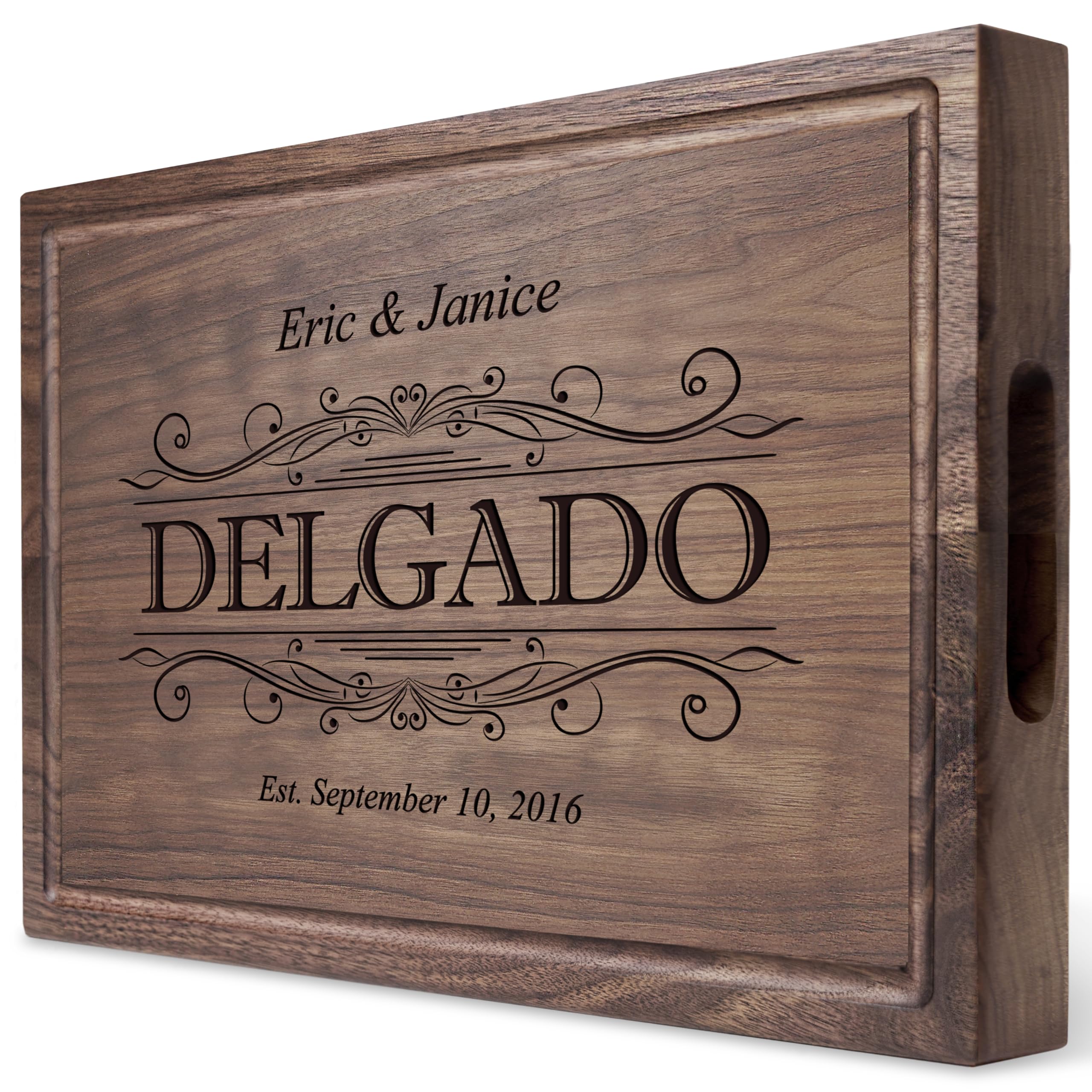 Personalized Cutting Board - Custom Engraved Wood Charcuterie Board - Best Wedding Gift Idea for Couples (Bride Groom), Newlyweds - Handcrafted in USA from Premium Hardwood 002
