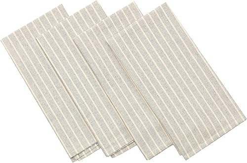 MEEMA Juego de 4 servilletas de tela, a rayas grises, hechas con algodón reciclado, 19.5 x 18.5 pulgadas, servilletas lavables