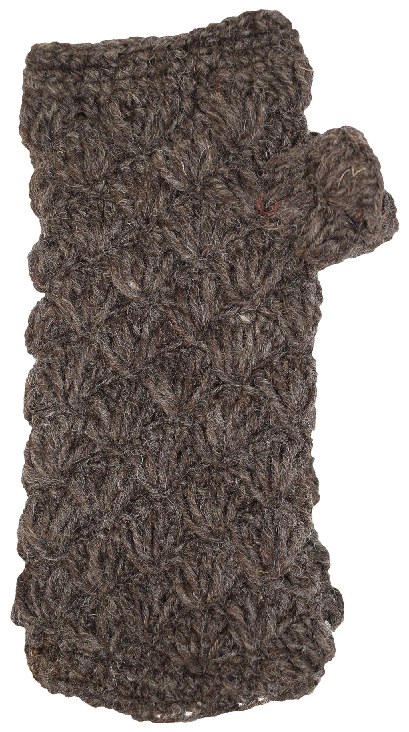 Gheri Winter Chunky Wool Diamond Pattern Fleece Lined Long Fingerless Handwarmer Mittens Gloves J