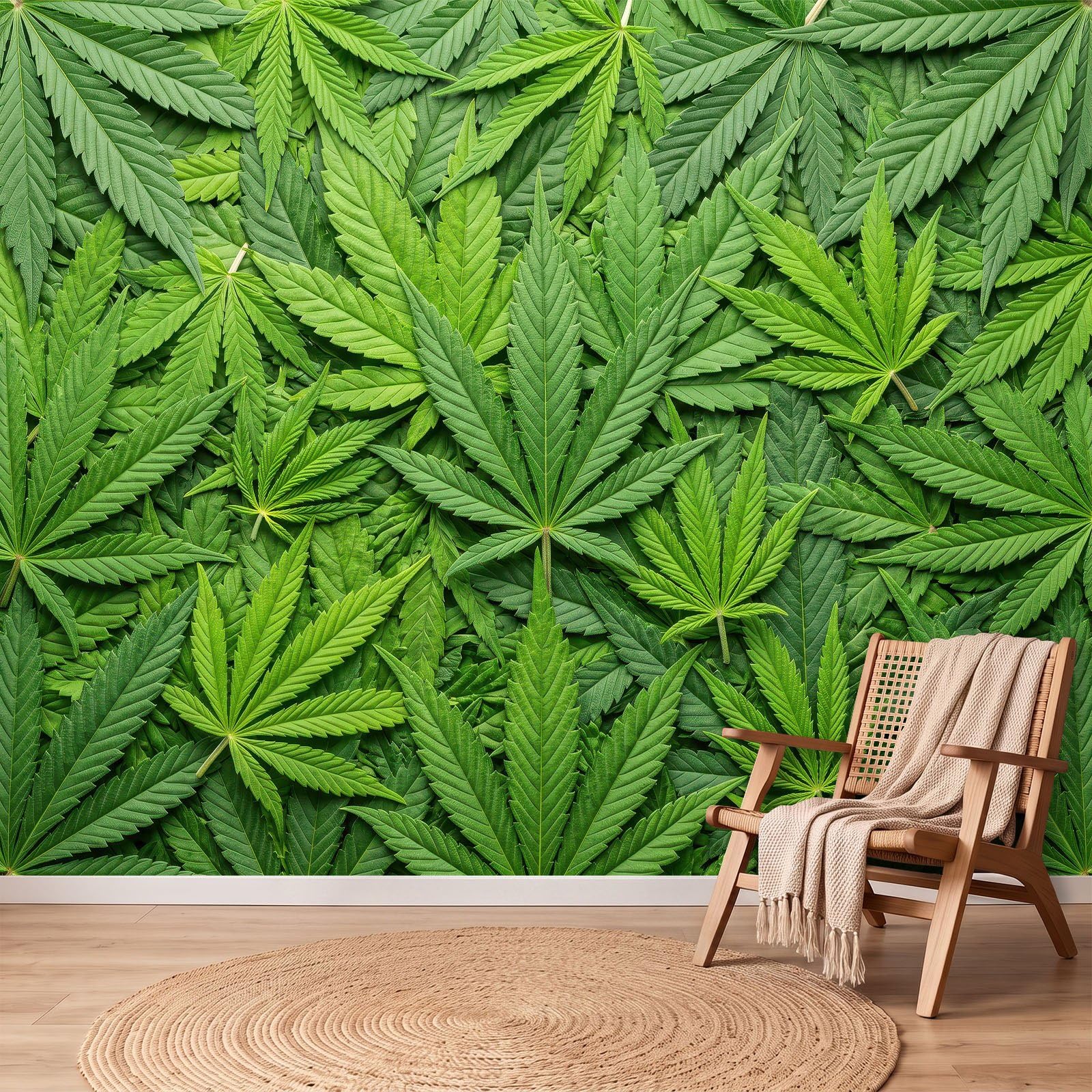 Tapeta ścienna z włókniny 3D tropikalna botanika, 250 x 175 cm panoramiczna tapeta zdjęcie do salonu sypialnia dziecięca dekoracja ścienna fresk liść marihuany liście