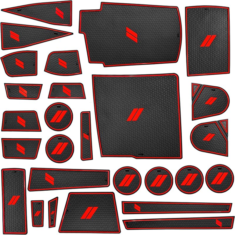 Kit de Acessórios para Porta-Copos SENSHINE compatível com Dodge Durango 2021 a 2026, versão de 7 lugares, forros antiderrapantes vermelhos, 27 peças