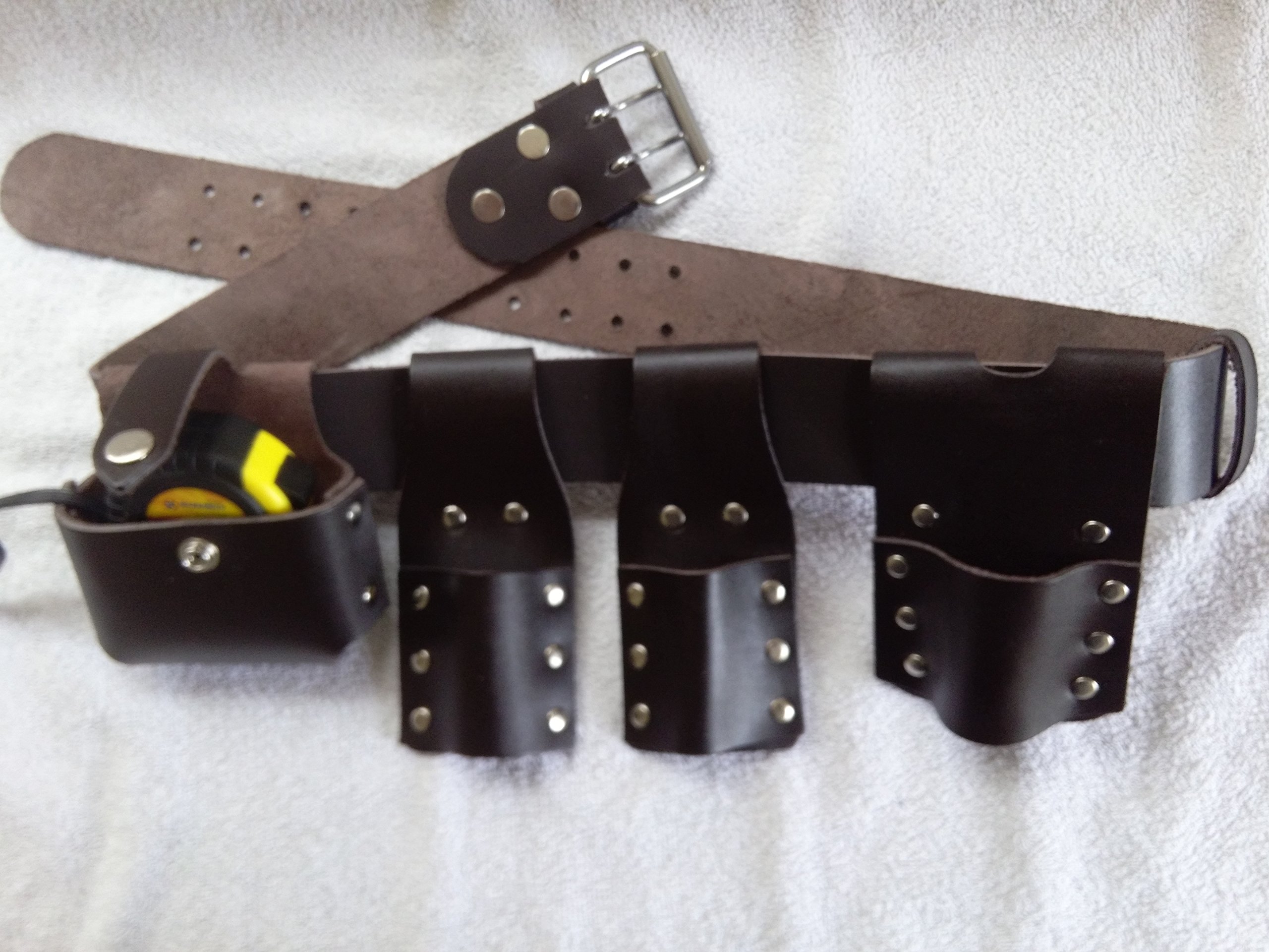 Scaffolding Leather BBI Tool Work Belt with Tool Set Spanner Ratchet Level TapePouch/Pockets/Frog (Belt & 5 M Tape)