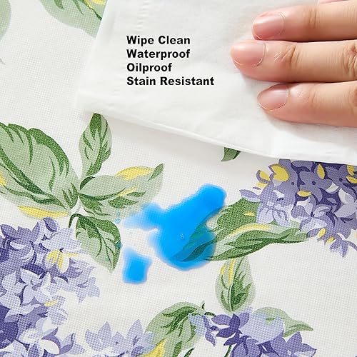 Miniatura 5 de Lilac Fields - Mantel pesado de franela de vinilo calibre 4, diseño floral de lilas moradas para interiores y exteriores, picnic, cocina, comedor,