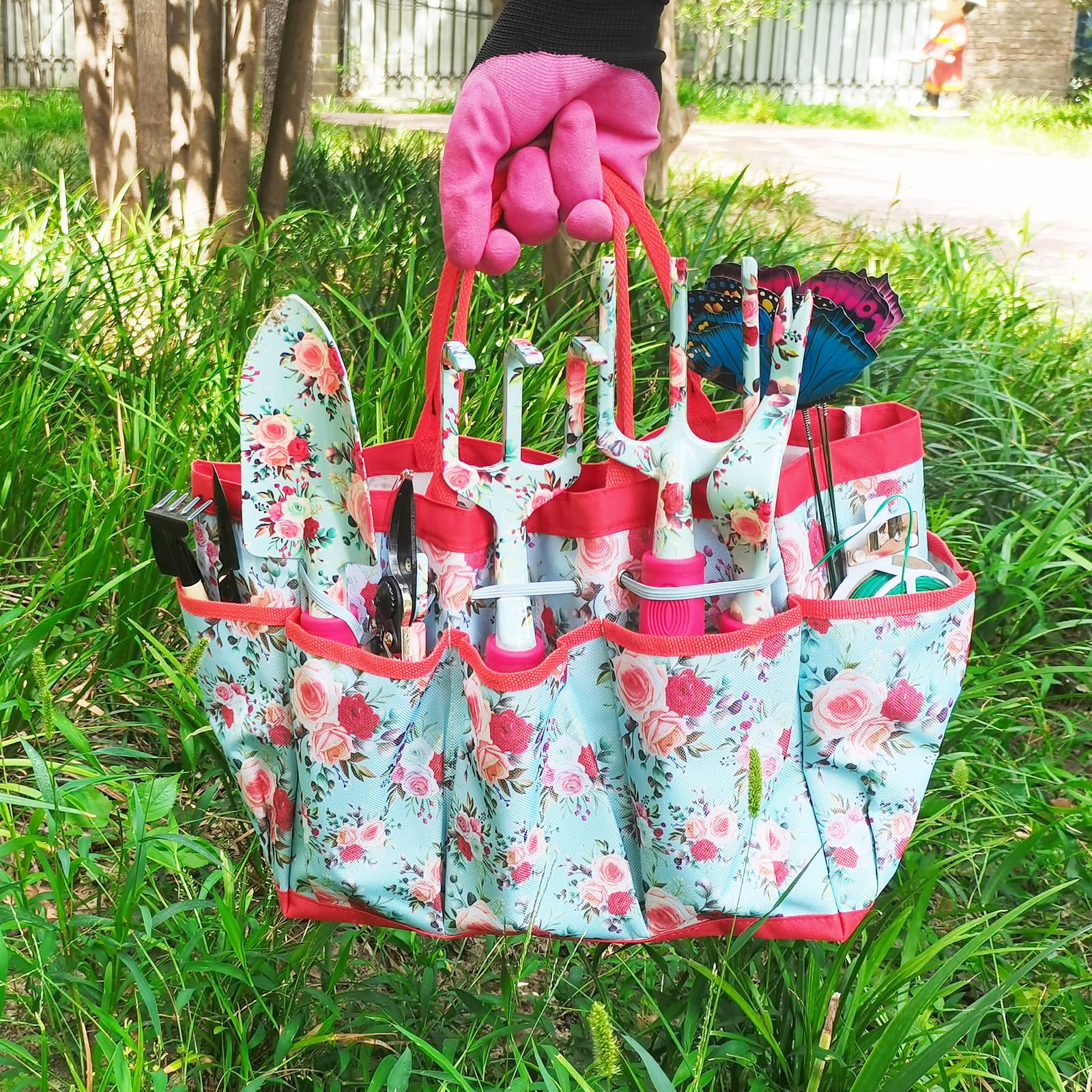 Kit D'outils De Jardinage 10 Pièces Housolution - Poignée Caoutchouc, Design Floral - Pour Femmes