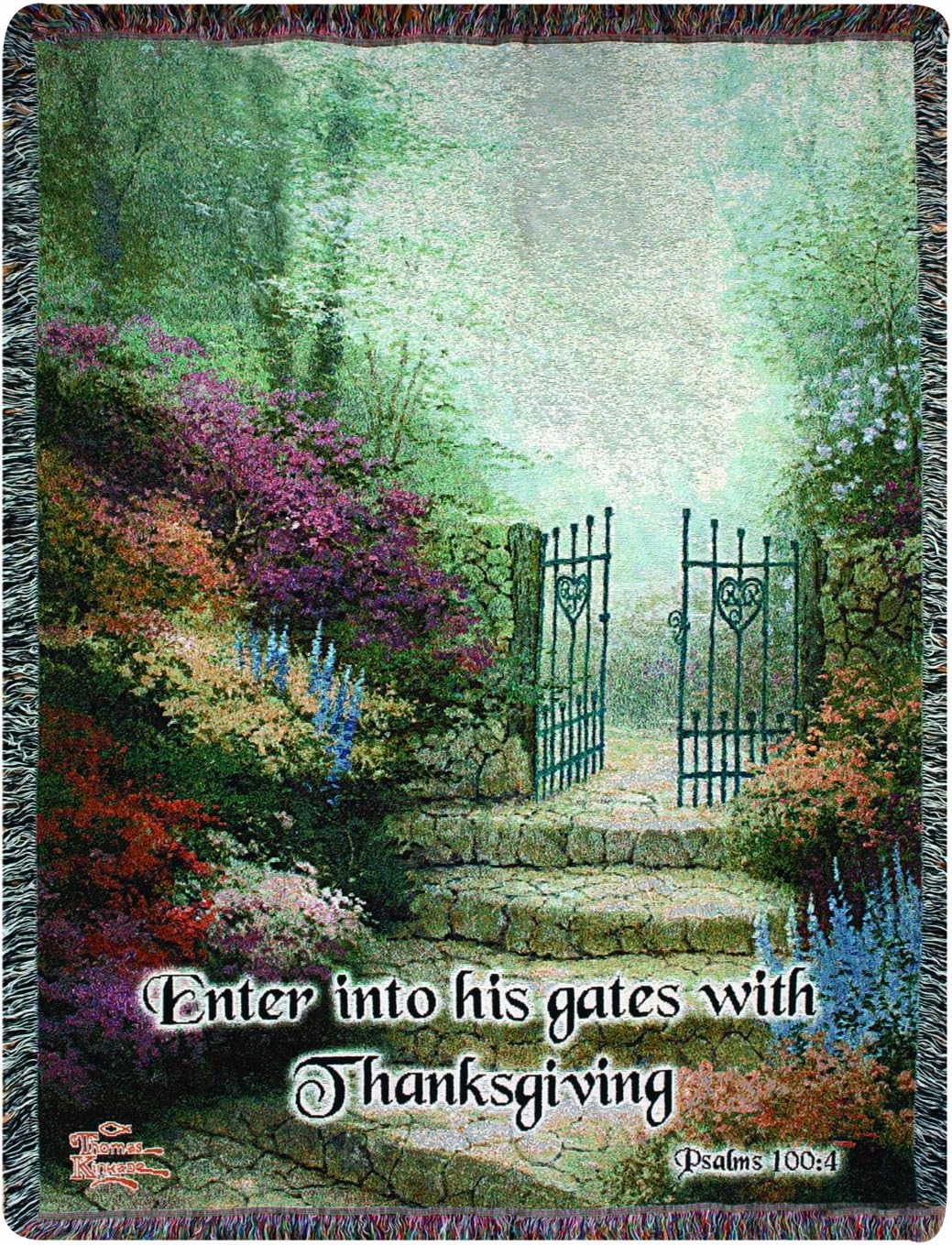 Manual Thomas Kinkade 50 x 60-Inch Tapestry Throw with Verse, Garden of Promise