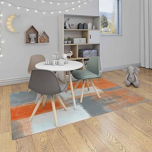 Miniatura 7 de LOKMU Alfombras antideslizantes con pintura mixta dorada y turquesa, para decoración del hogar, para aula, sala de estar, dormitorio, comedor,