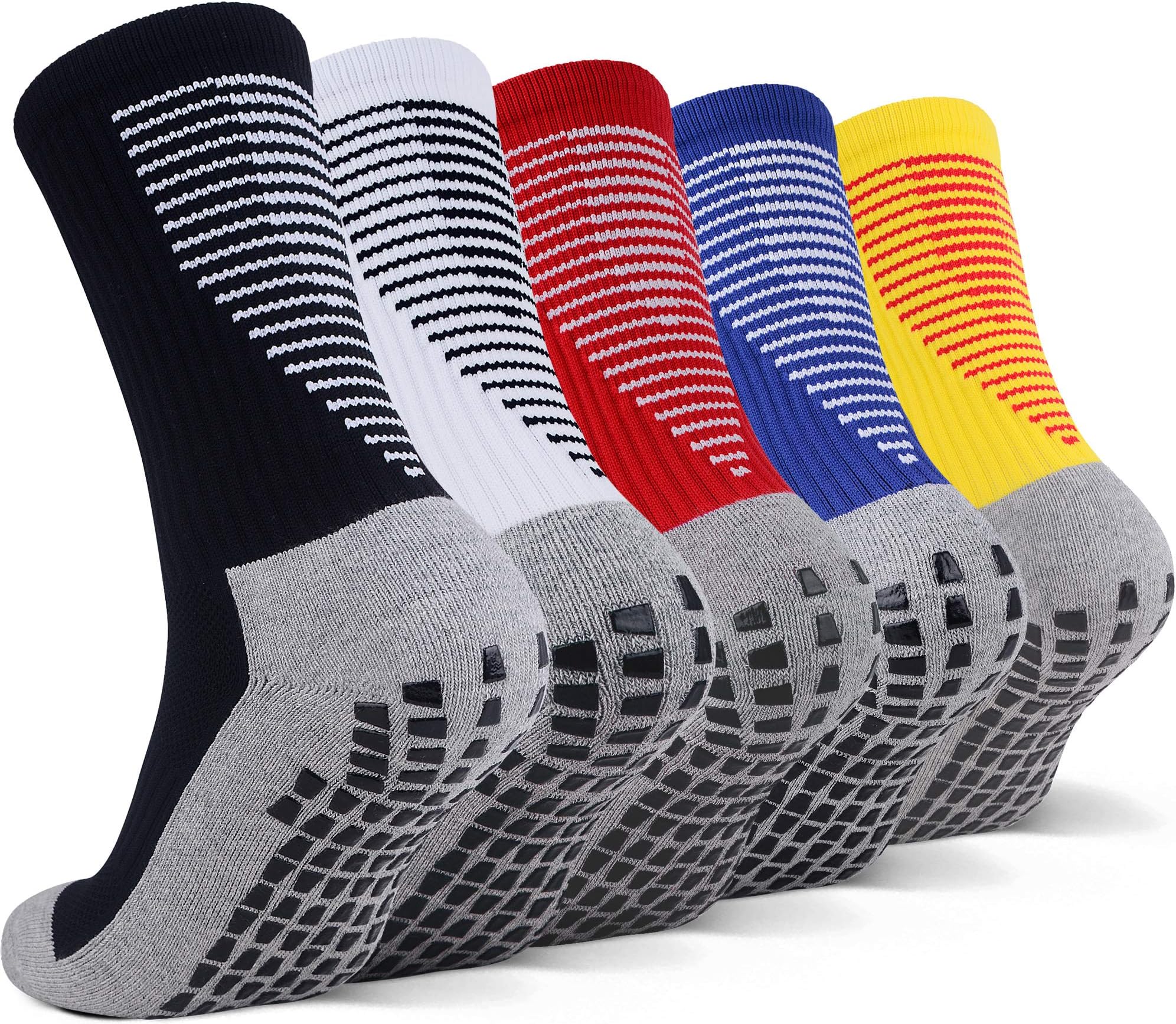 JHMGrip Non Slip Anti Slip Non Skid Slipper Sport Athletic Socks for Men and Women for US shoe sizes 6-12