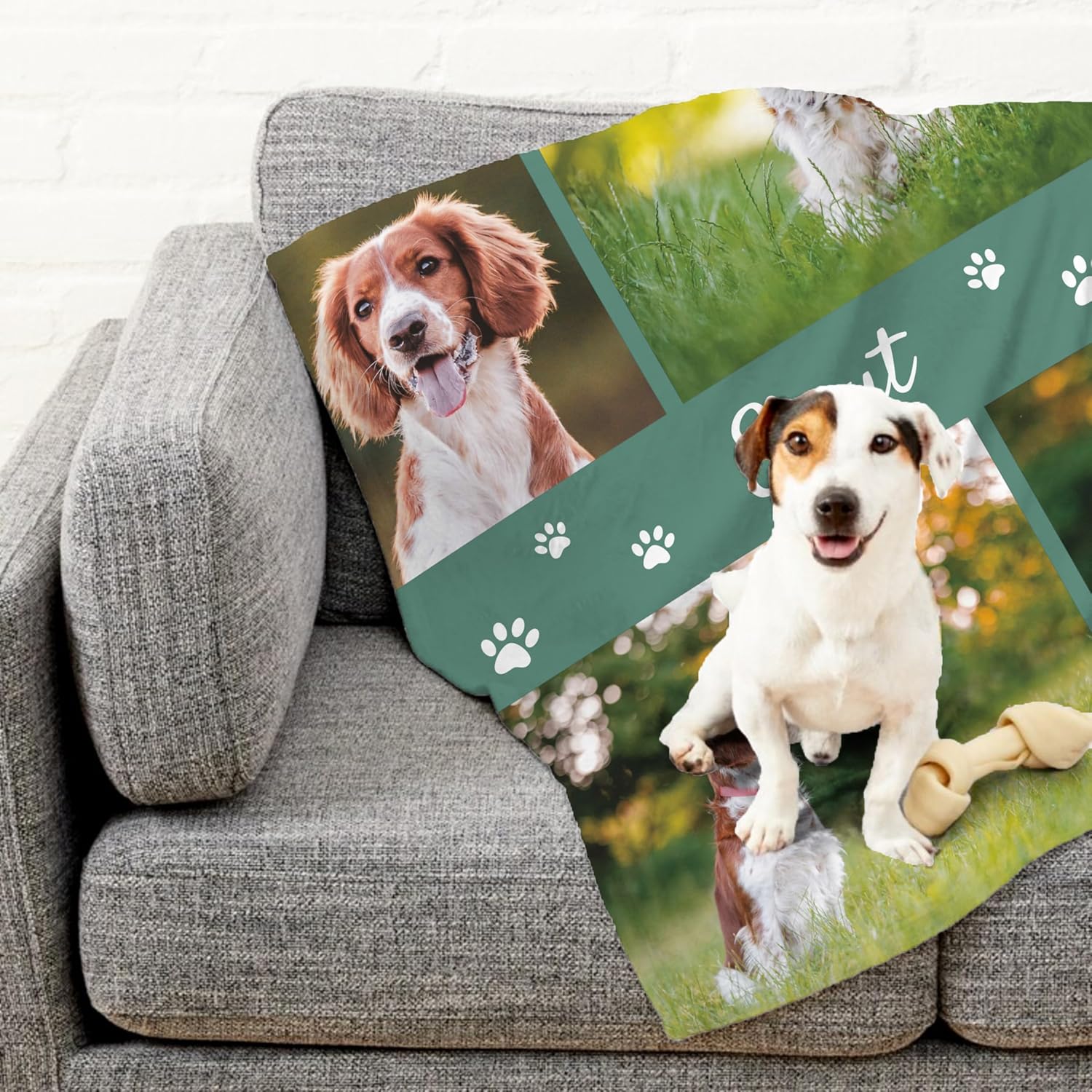 Prints Next Day – Custom 30" x 40" Fleece Pet Lightweight Blanket with Multi-Photo Upload - Personalized with Pet Lightweight's Name - Gift for Dog or Cat Owners - Printed in America