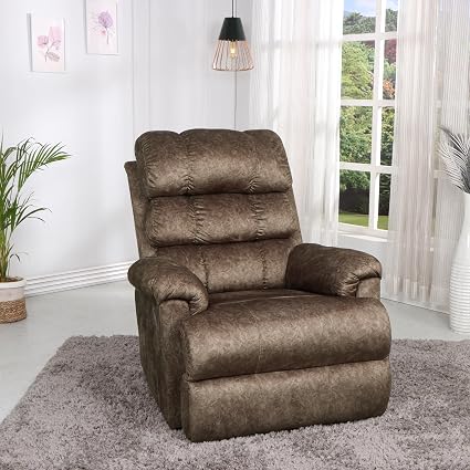 SOLISPRIMUS-COMFORT FOR ALL - Manual Recliner Sofa | 1 Seater Recliner Chair | Fabric Puff Recliner (Brown)