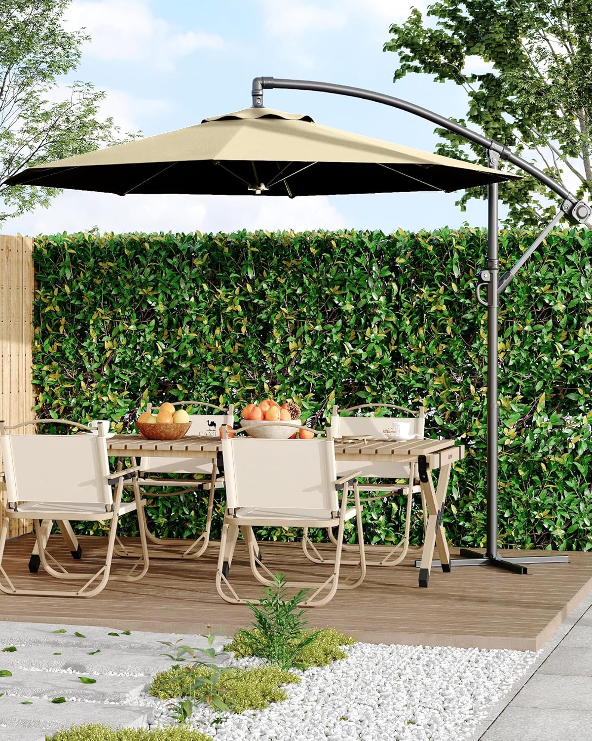 10 FT Patio Cantilever Umbrella, Outdoor Offset Umbrella with Easy Tilt Adjustment, 8 Ribs, UV Protection for Backyard, Lawn, Garden and Poolside - Image 7