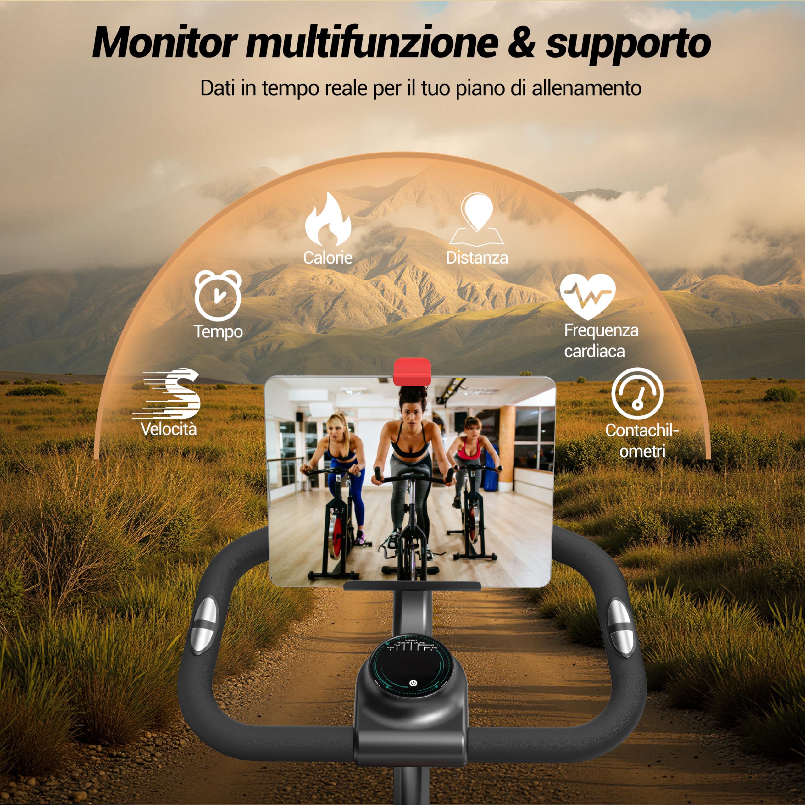 LONTEK FITNESS Cyclette da casa professionale, Cyclette professionale | con misurazione della frequenza cardiaca e display LED, Spin bike con app, capacità di carico fino a 136 kg