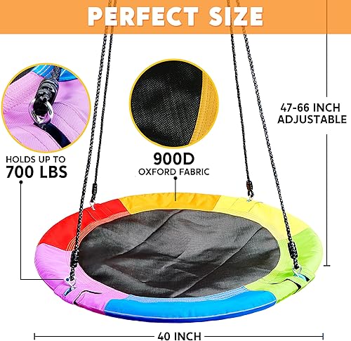 Miniatura 9 de TURFEE Juego de columpio para árbol de 40 pulgadas, capacidad de peso de 700 libras, Oxford 900D impermeable, con correas para colgar, columpios