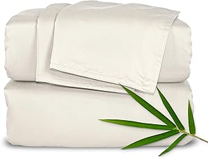 King Sheets by Pure Bamboo, Genuine 100% Organic Viscose Derived from Bamboo Bed Sheet Set, Luxuriously Soft & Cooling, Double Stitching, Lifetime Quality Promise (King, Ivory)