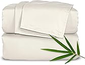 Pure Bamboo King Sheets, Genuine 100% Organic Viscose Derived from Bamboo Bed Sheet Set, Luxuriously Soft & Cooling, Double Stitching, 2 Year Quality Promise (King, Ivory)