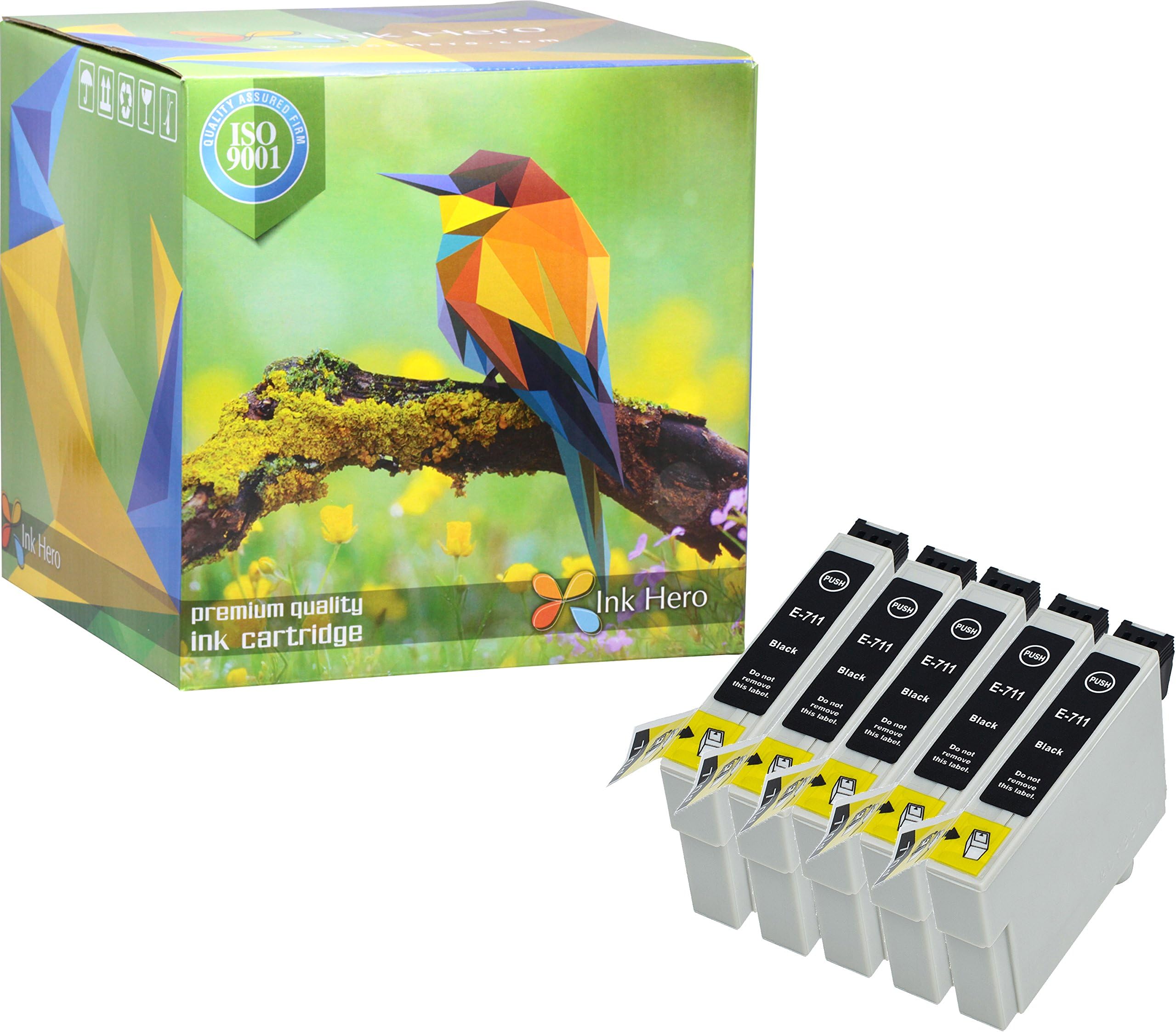 Ink Hero 5 Black Ink Cartridges for Epson Stylus CX4300 D120 D78 DX4000 DX4050 DX4400 DX4450 DX8450 SX100 SX105 SX110 SX115 SX200 SX205 SX210 SX215 SX218 SX400 SX405 SX415 SX510W SX515W SX600FW Inks