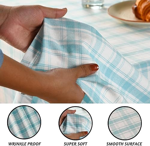 Miniatura 4 de Folkulture Mantel rectangular de 60 x 120 pulgadas, 100% algodón para decoración del hogar, mantel azul de granja o mantel moderno para decoración