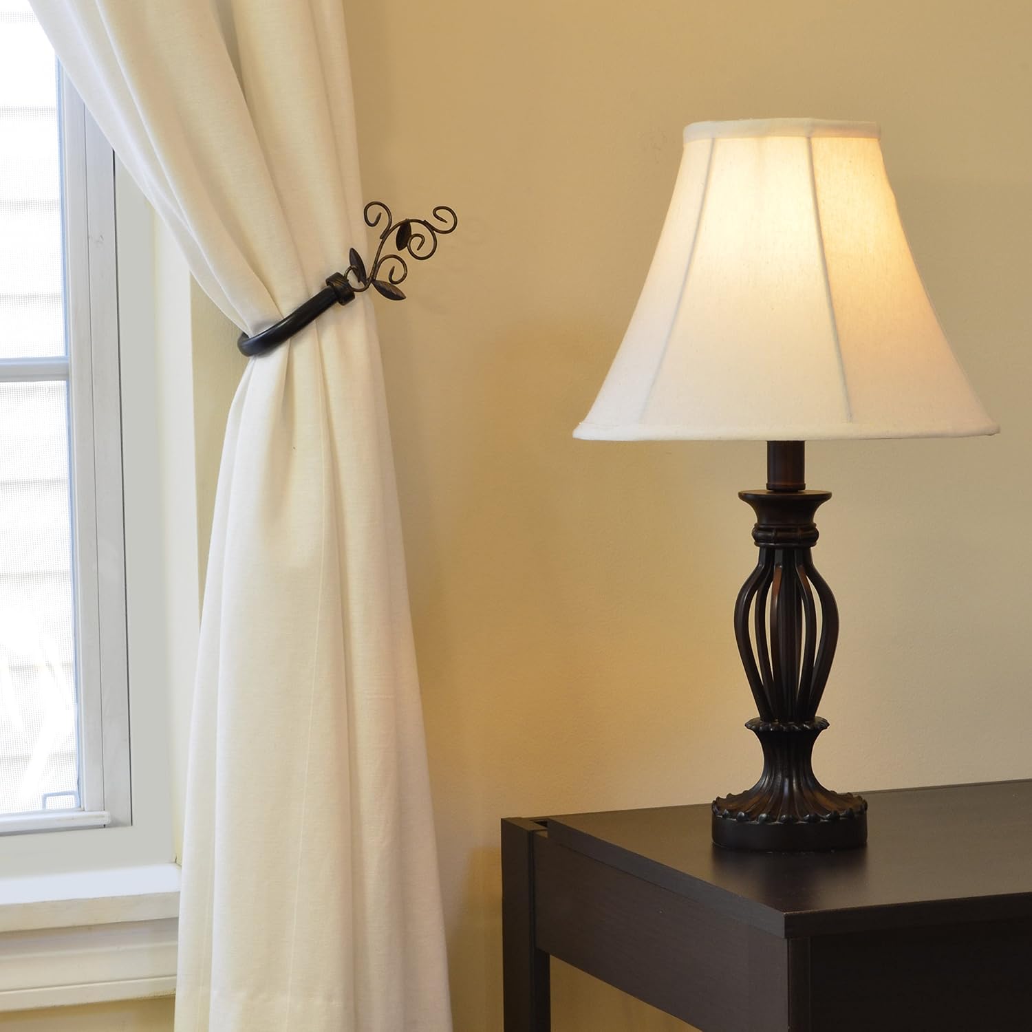 Light Accents, Table Lamp 18.5 Inches Height, Traditional Iron Scrollwork Table Lamp, Bronze