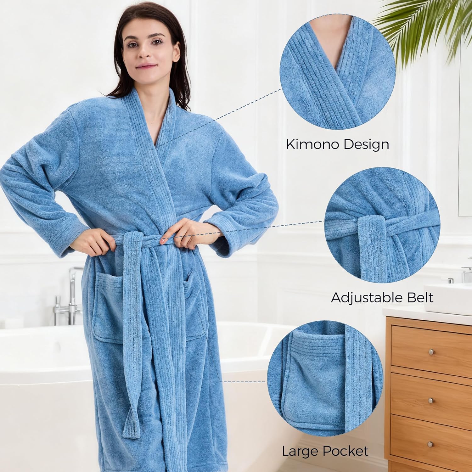 Towel Robe for Women – Soft Absorbent Kimono Bathrobe, Quick-Dry Spa Shower & Hotel Use - Image 4