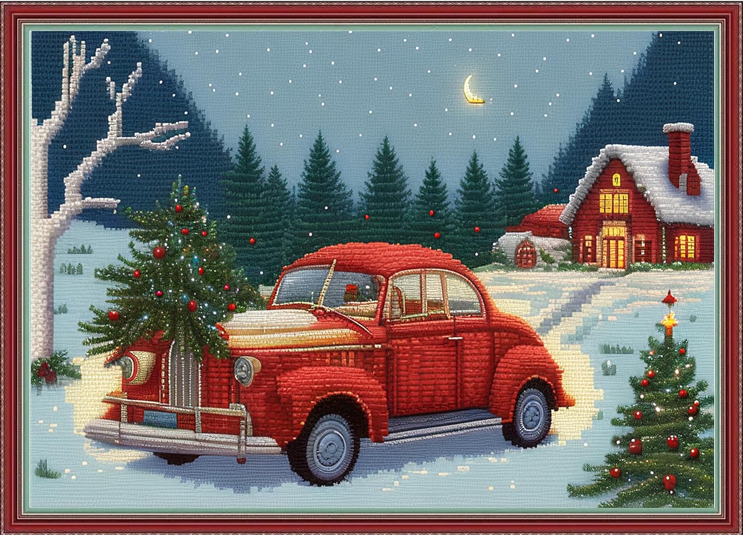 Disxvivy Cross Stitch Stamped Full Embroidery Kits DIY 11CT Cotton Thread Printed