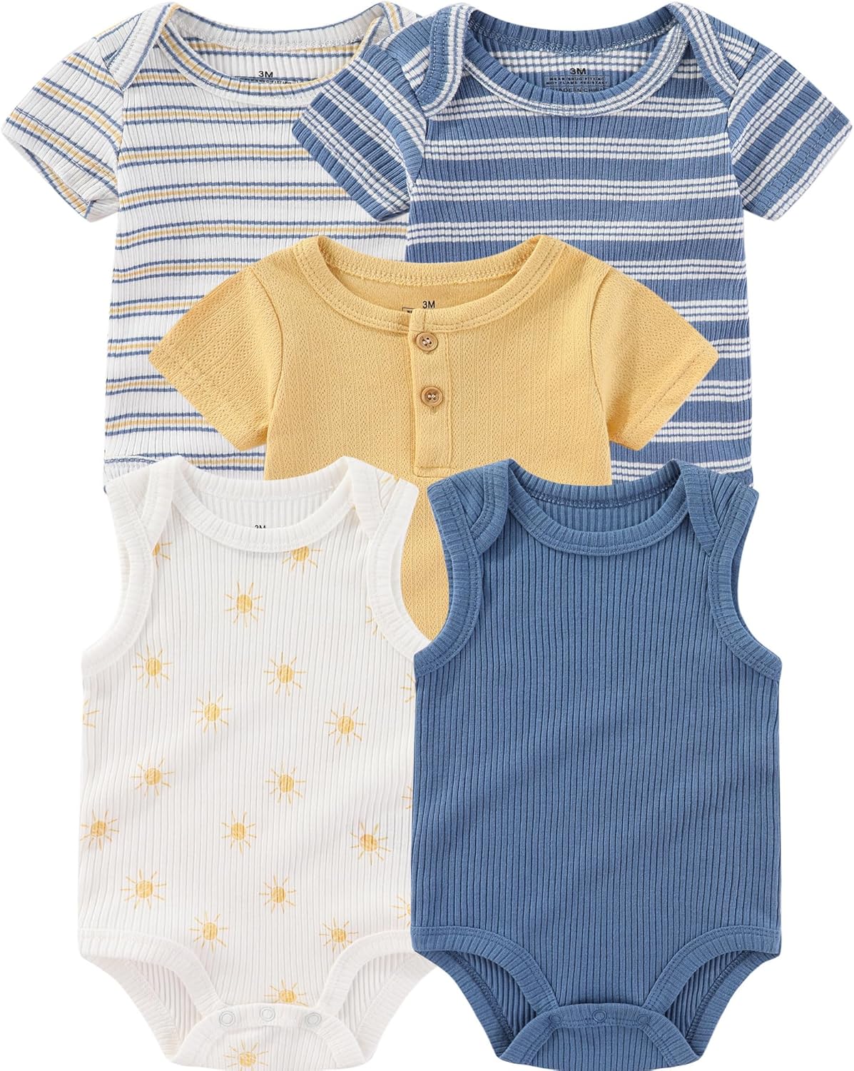 Baby Bodysuits Ribbed Mix Summer Newborn Boy Girl Clothes 5-pack