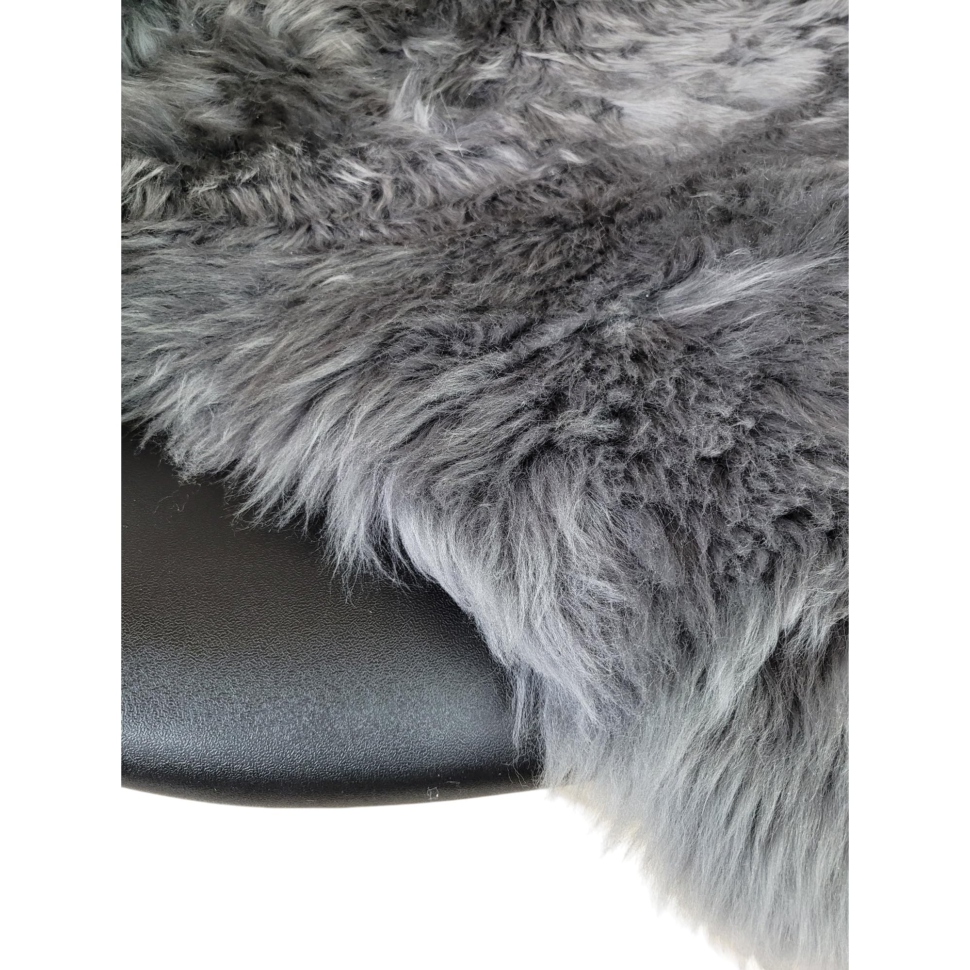 Naturasan Lammfell Langhaarig - Flauschiger Teppich für Wohnzimmer, Schlafzimmer etc, echtes Schaffell für Sofa, Couch, Stuhl, Esstisch, Natur, Grau (90-100cm genäht)