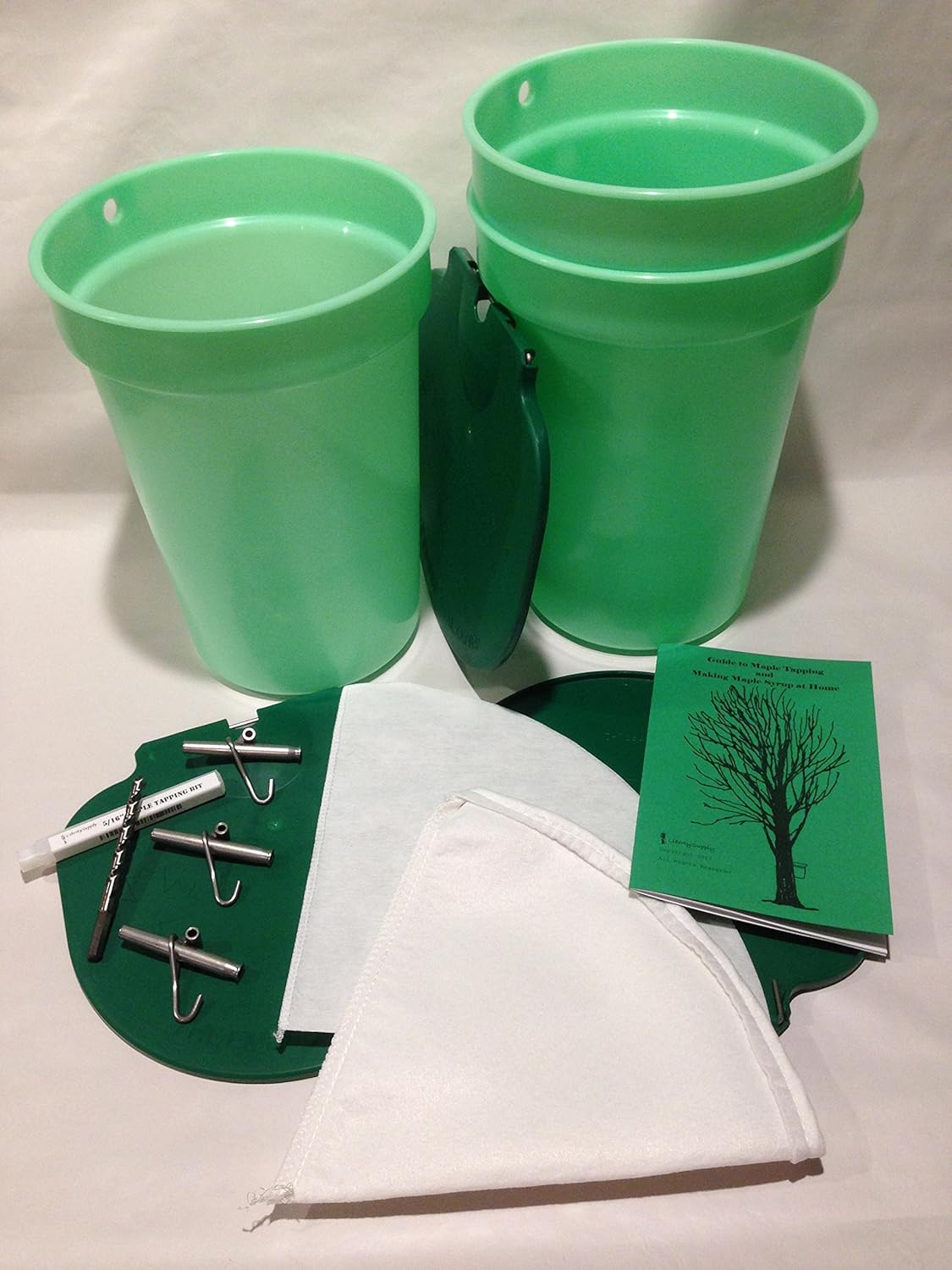 Premium Maple Syrup Kit - 3 Buckets w/Lids, 3 Stainless Taps, Tapping Bit, 2 Filters & Guide to Maple Sugaring