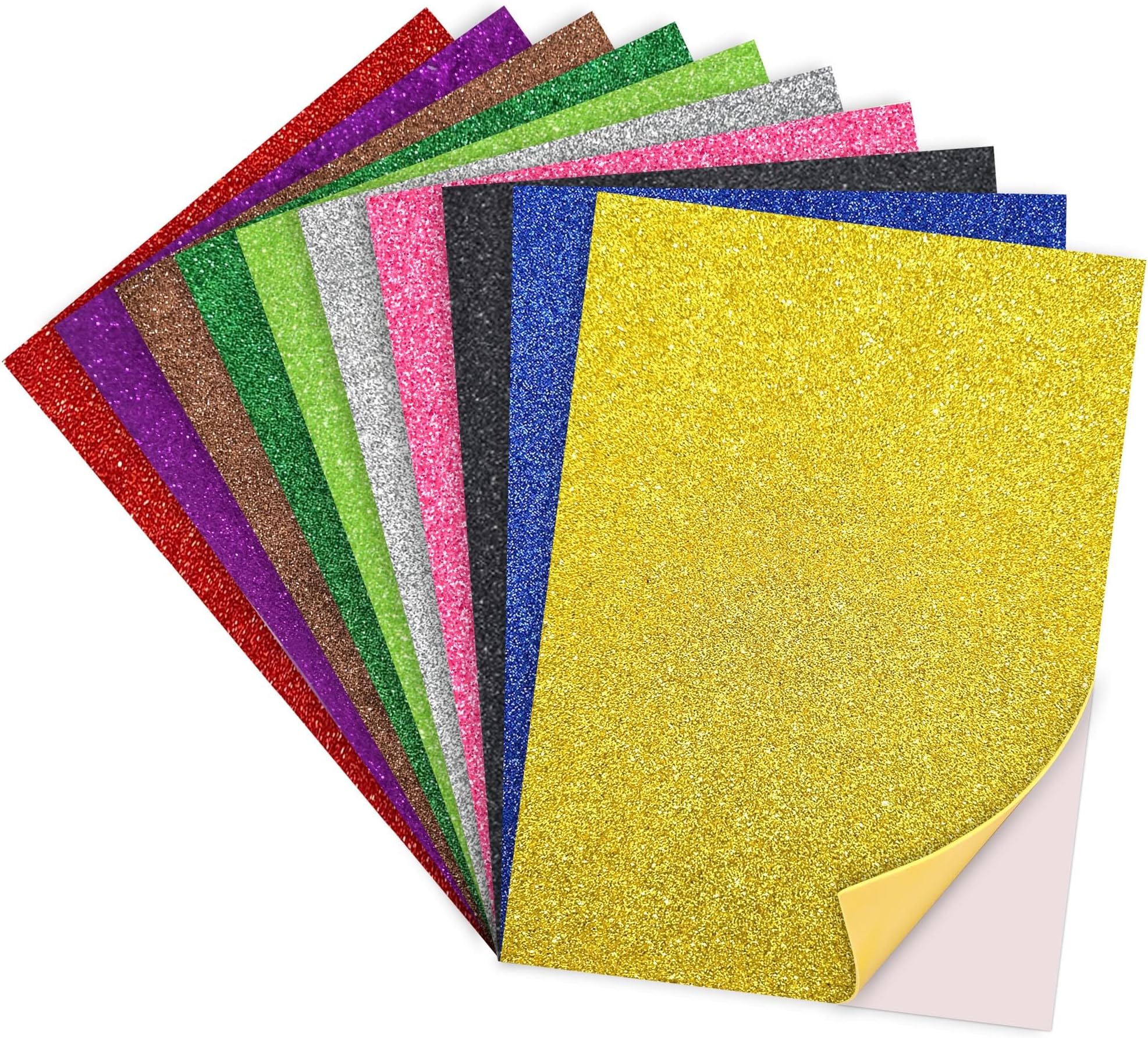 Lakeer A4 Glitter Foam Sheet Sparkles Self Adhesive Sticky A4 Back Paper 10-Pack