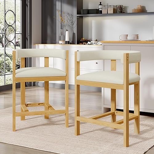 Miniatura 2 de Christopher Knight Home Rylan - Juego de 2 taburetes de bar tapizados de tela moderna para comedor, altura de encimera, taburete de madera de