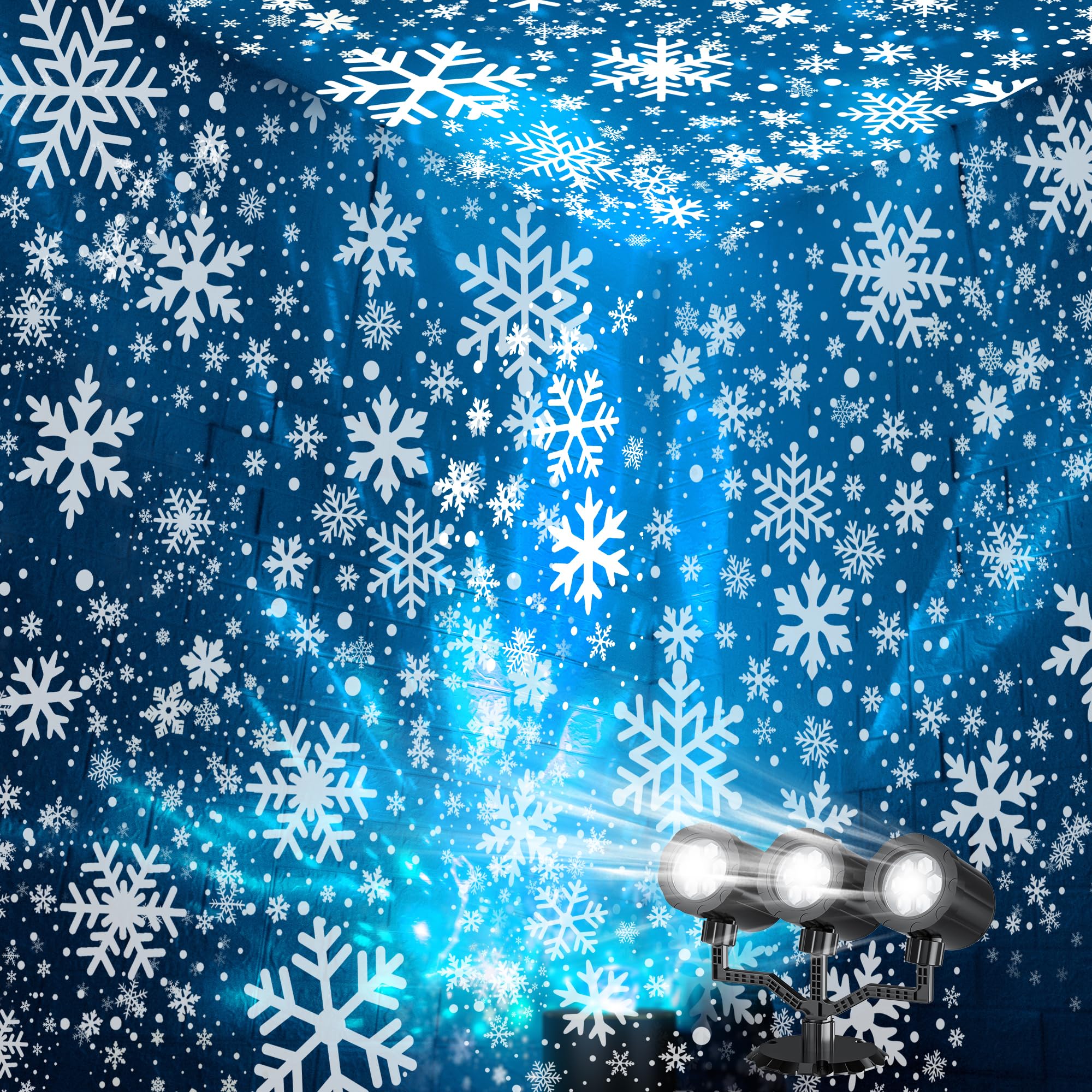 GUSODOR - Proiettore di luci natalizie per esterni, proiettore di fiocchi di neve aggiornato IP65, impermeabile, luci a LED per interni ed esterni, decorazione natalizia, vacanze, decorazione da