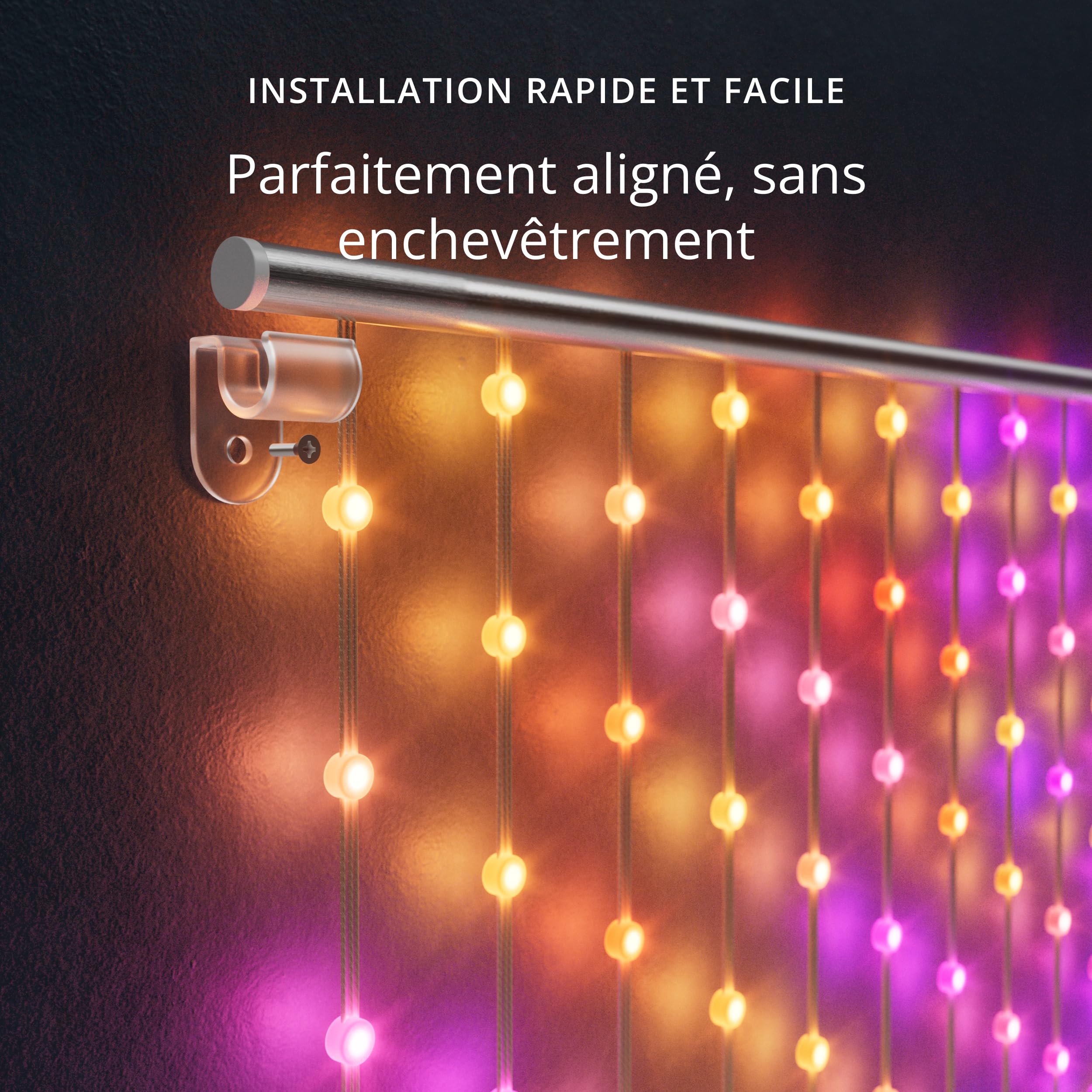Twinkly Matrix 480 LED RGB, Rideau LED Haute Densité, Lumières Smart Gaming RGB, Compatible avec Razer Chroma, Omen, Alexa, Google Home, Lumières Gaming, Contrôle App, Fil Transparent, 1m x 1m