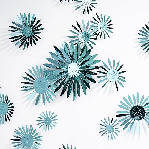 Miniatura 8 de 40 calcomanías de flores de oro rosa 3D extraíbles metálicas de crisantemo margaritas de pared para sala de estar dormitorio boda cumpleaños dulce