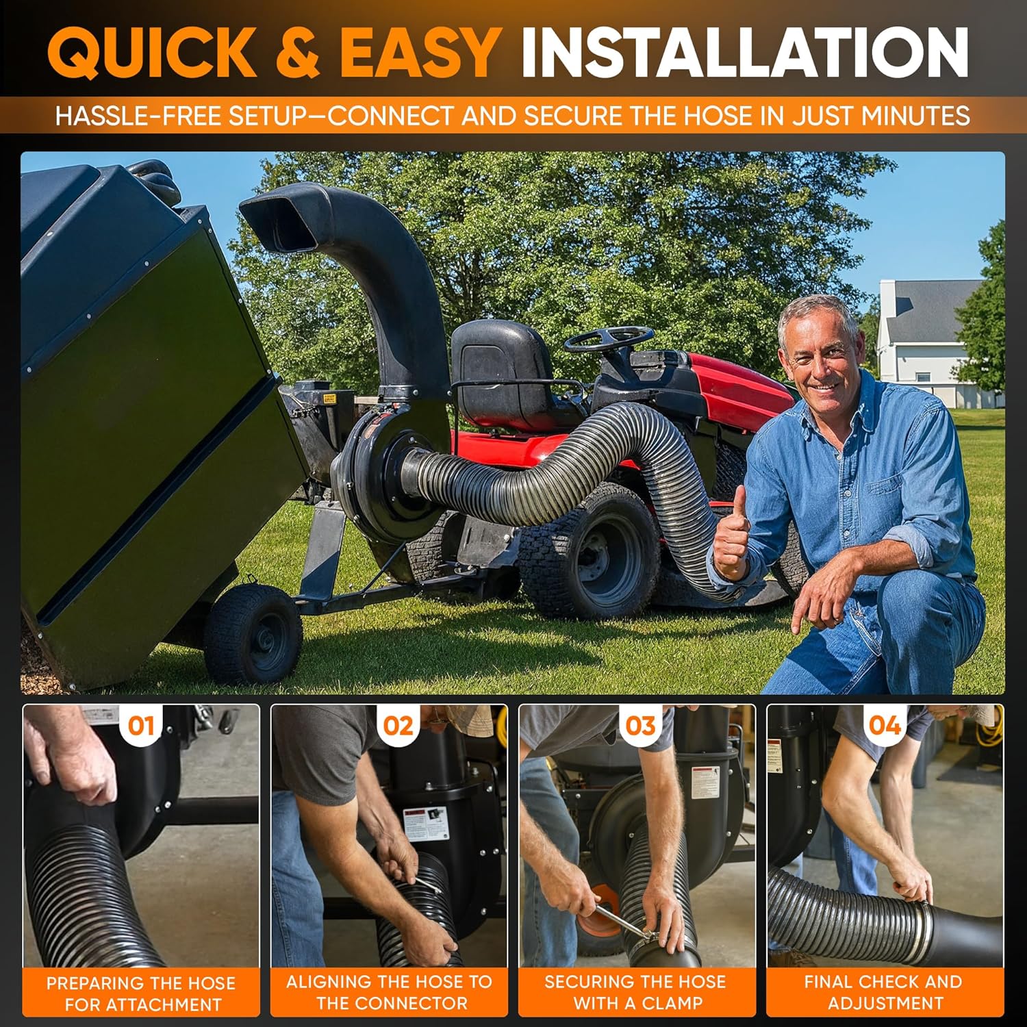 69860 Lawn Vacuum Hose 84 Length (Maximum Elongation) by 6 Wide Leaf Vac Hose Replacemen Agri Fab 41882 Mow-N-Vacs and Chip-N-Vacs Riding Mower Flex Hose 45-0577, 45-0578,45-0567