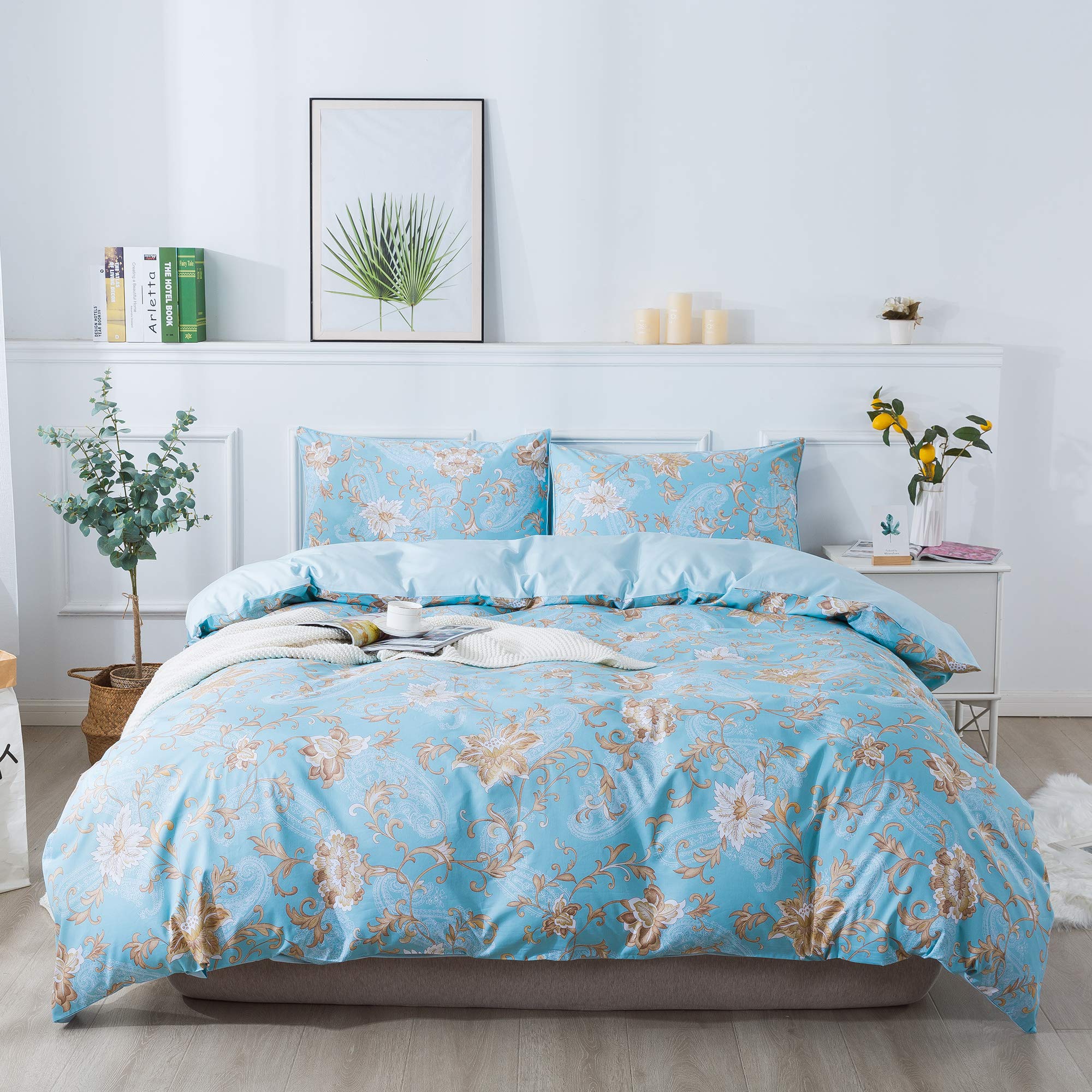 Softta Cal King Size Retro Shabby Flower Luxury Magnolia Jasmine Pattern Design Girls Bedding Sets V
