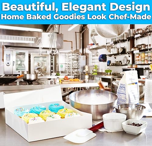 Miniatura 2 de Caja de panadería blanca gourmet de 10 pulgadas, 1 unidadcaja individual. Bonita ventana para tartas, pasteles, cupcakes, pasteles. Transporta