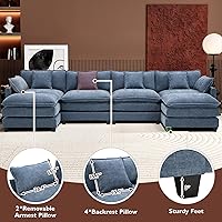 Vista 6 de Ihanherry 146" U-Shaped Modern Sofa Modular Sectional Cloud Couch with 2 Ottoman, 6-Seat Chenille Deep Seat Sofa with 6 Pillows for Living Room