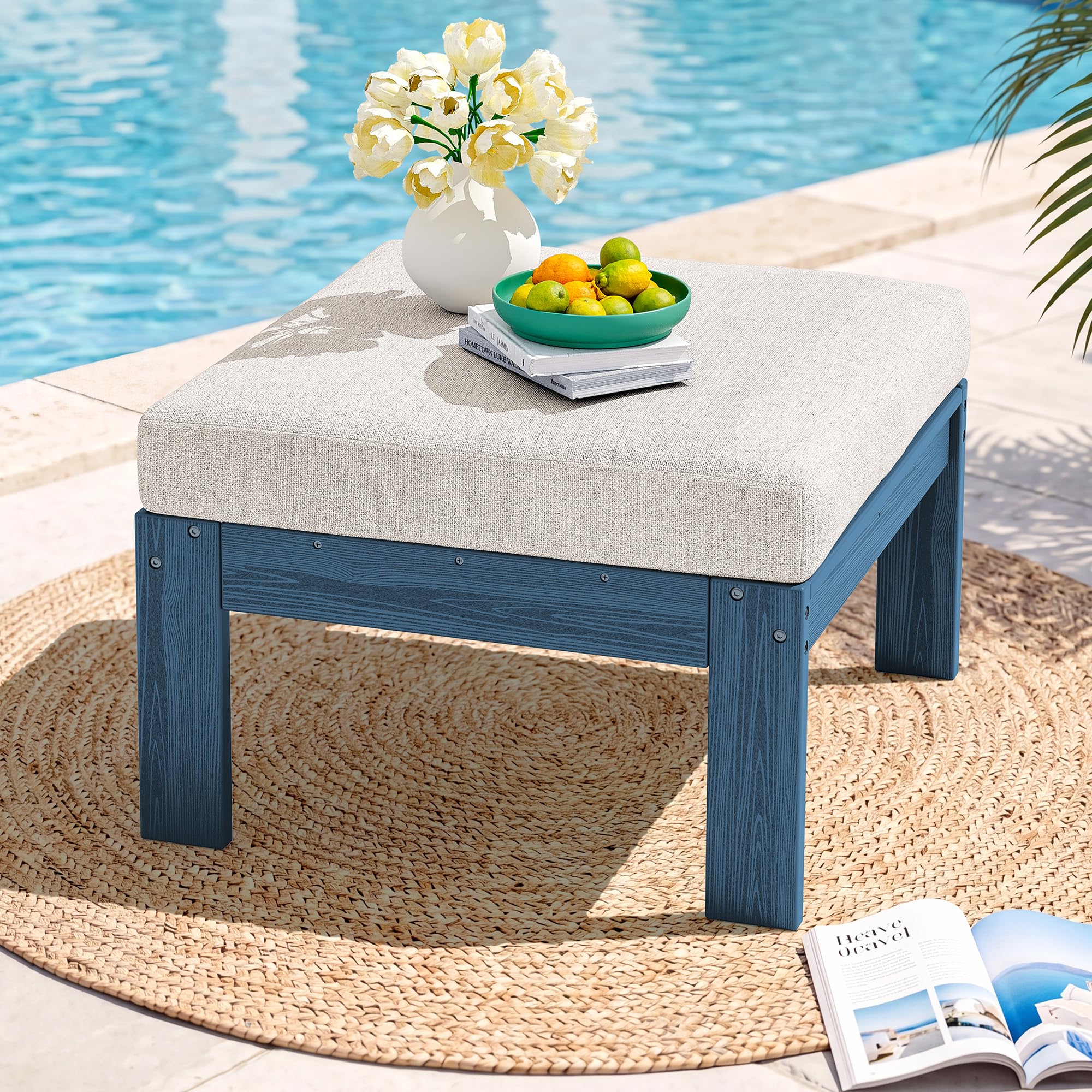 SERWALL HDPE Outdoor Ottoman with Cushions for Outdoo Sofa