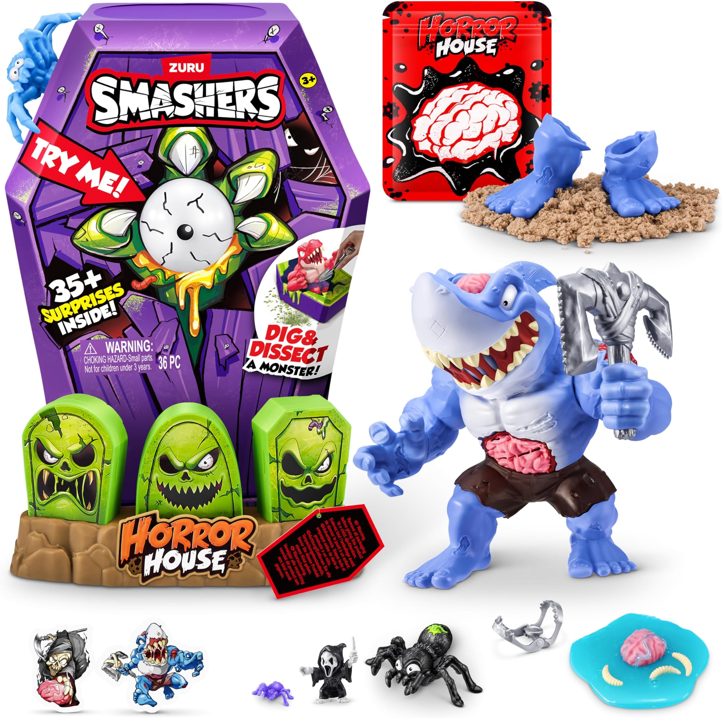 Smashers Mega Horror House (Blue) by ZURU Interactive Toy Collectible Toy for Kids and Teens