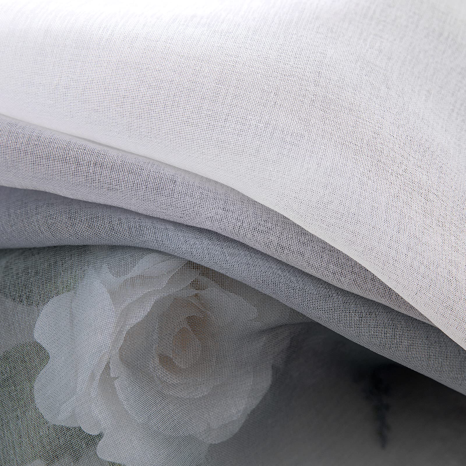 MIULEE 2er Set Voile Vorhang Zweifarbiger Vorhang mit Ösen Transparente Gardine Ösenschal Fensterschal Lichtdurchlässig für Schlafzimmer, 140x245cm, Grau
