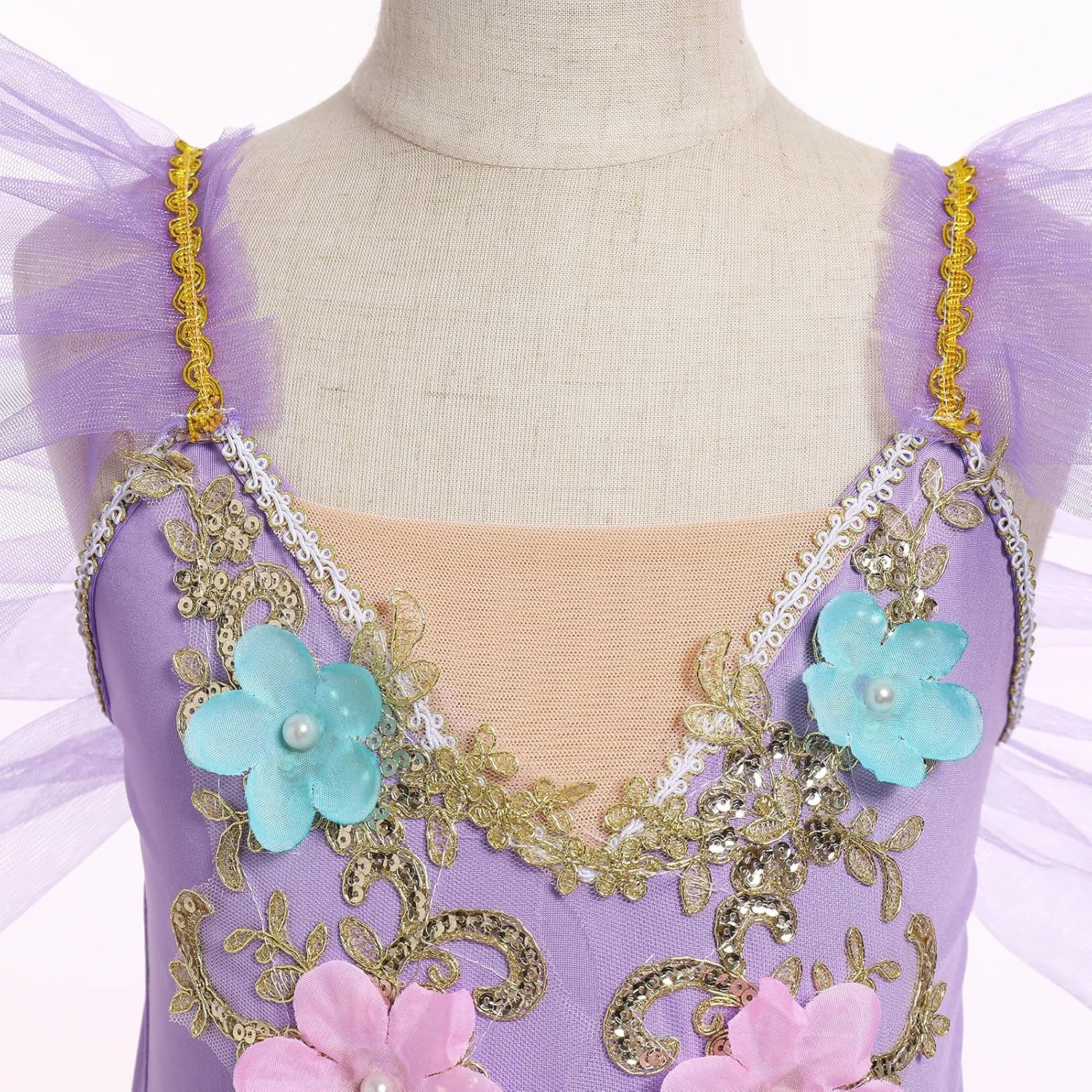 AFAVOM Girls Sequin Embroidery Flower Camisole Skirted Leotard Ballet Dance Wear Ballerina Swan Lake Costume for Performance