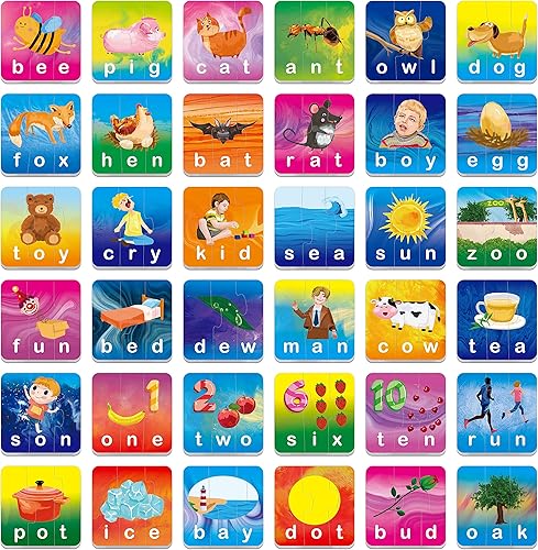 Miniatura 3 de Rompecabezas de ortografía de 72 palabras con mecanismo de corrección de errores en 3 piezas, perfecto para el aprendizaje preescolar (36 bloques de