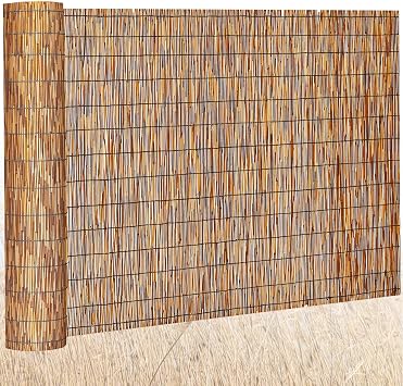 Barydat 1 Pcs 6 x 16.4 ft Reed Fence Roll, 85% Shade Bamboo Privacy Screen, Natural Decorative Reed Fencing for Outdoor Garden Backyard Patio Balcony