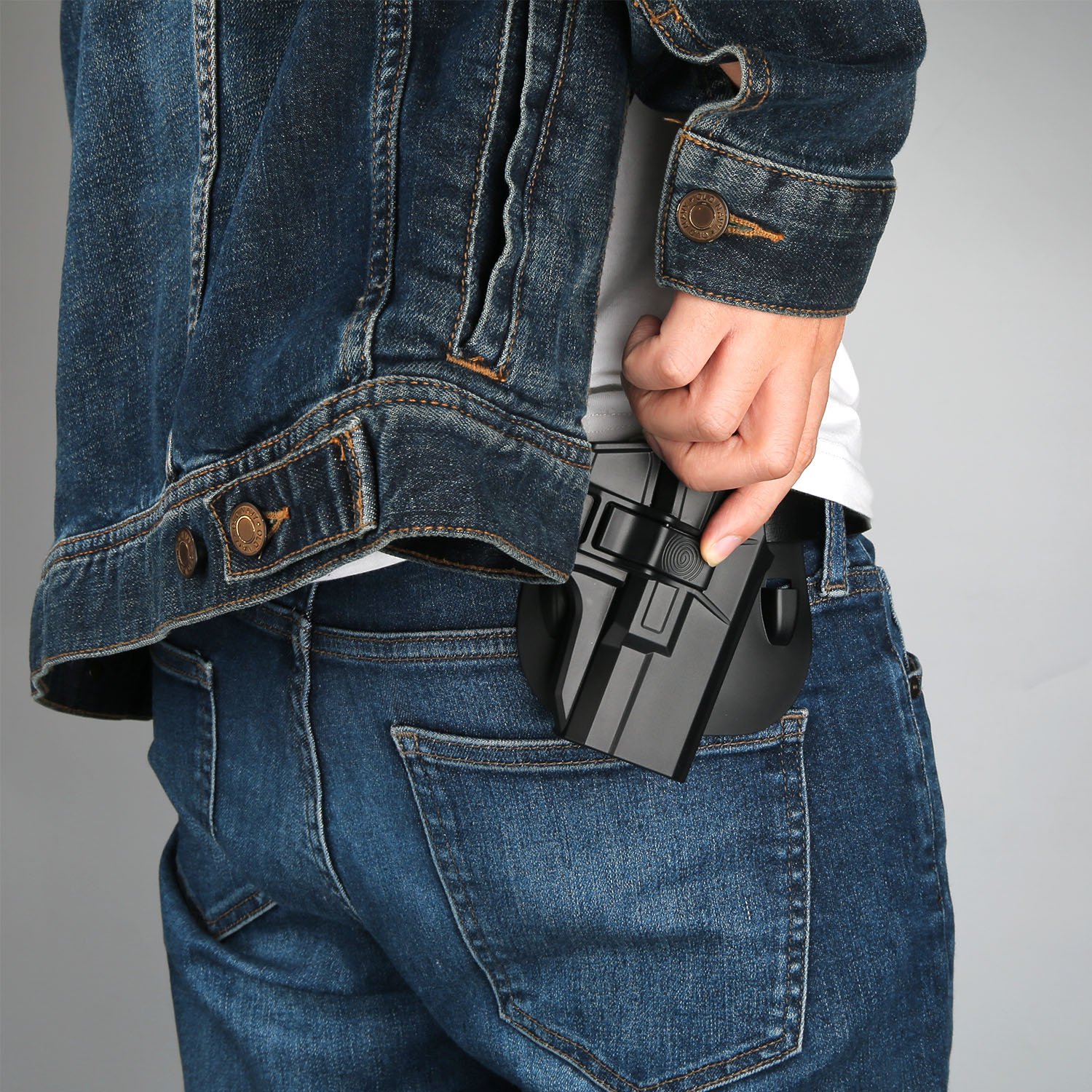 efluky Fondina Glock Pistola Polimero Holster per Glock 19/23/32(Gen1-5), Glock 19X, Glock 45, Paddle 60° Regolabile Nero