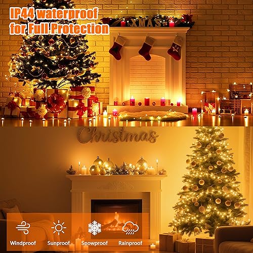 Miniatura 8 de Tira de luces extralargas de 95 pies de 240 luces LED de alambre verde para exterioresinteriores, luces de árbol de Navidad con 8 modos, tira de
