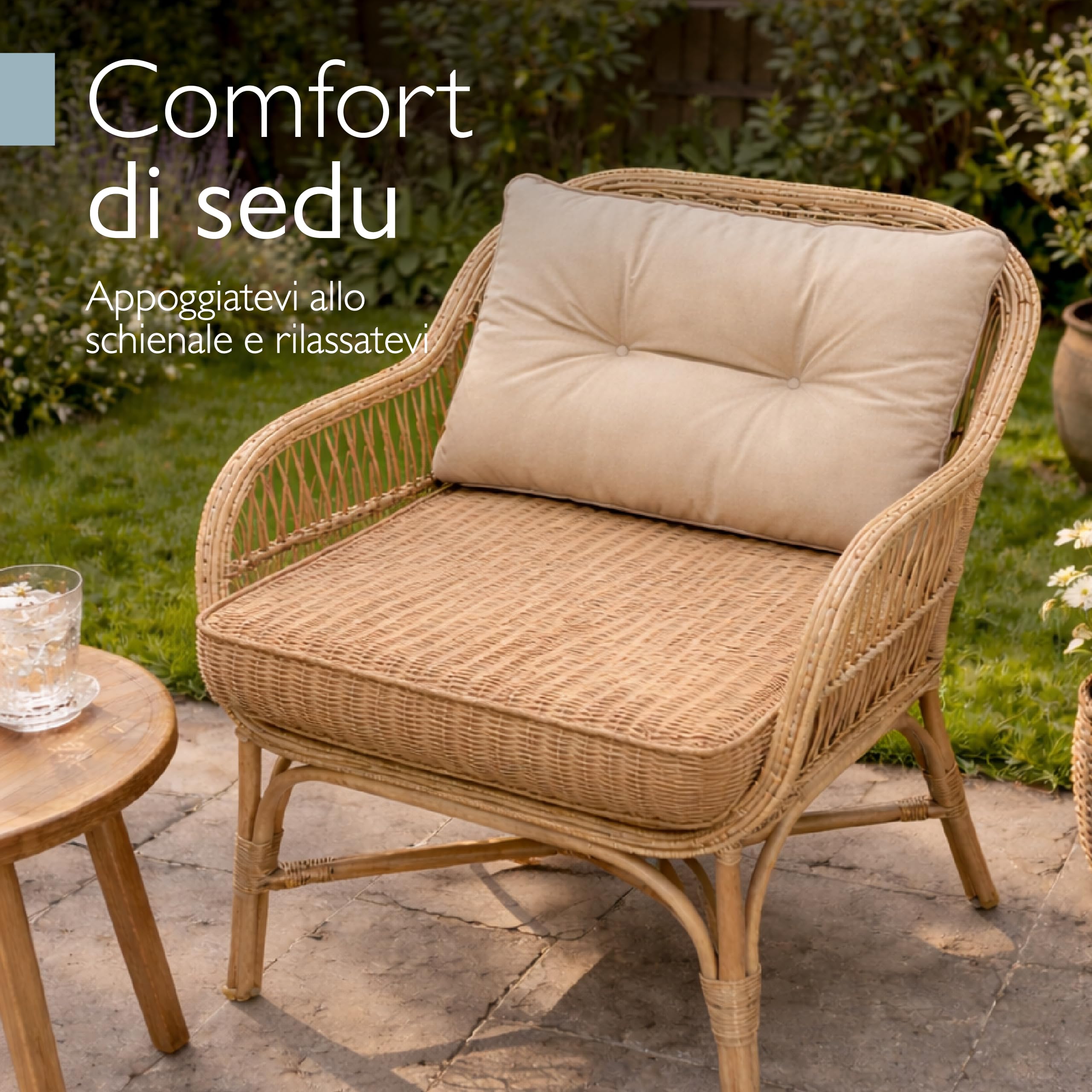Beautissu Cuscino per Esterno Outdoor - Resistente all'Acqua- Comodo Schienale - 70x40x12 cm - per mobili Rattan e Giardino - Beige Chiaro
