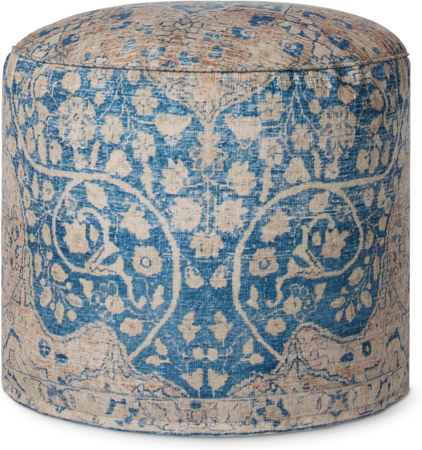 Loloi II Collection LPF211 Blue/Tangerine 18" W x 18" D x 20" H Pouf