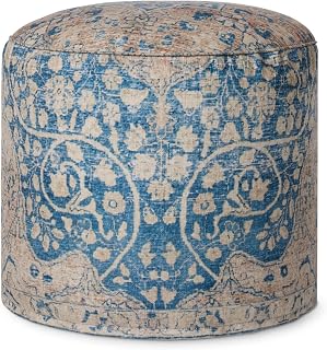 Loloi No Name Blue/Tangerine 18" W x 18" D x 20" H Pouf