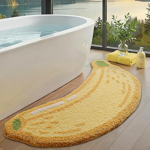 LUMI Lindas alfombras de baño, divertidas alfombras de pasillo de frutas, alfombra de baño suave y esponjosa, absorbente, antideslizante para baño,