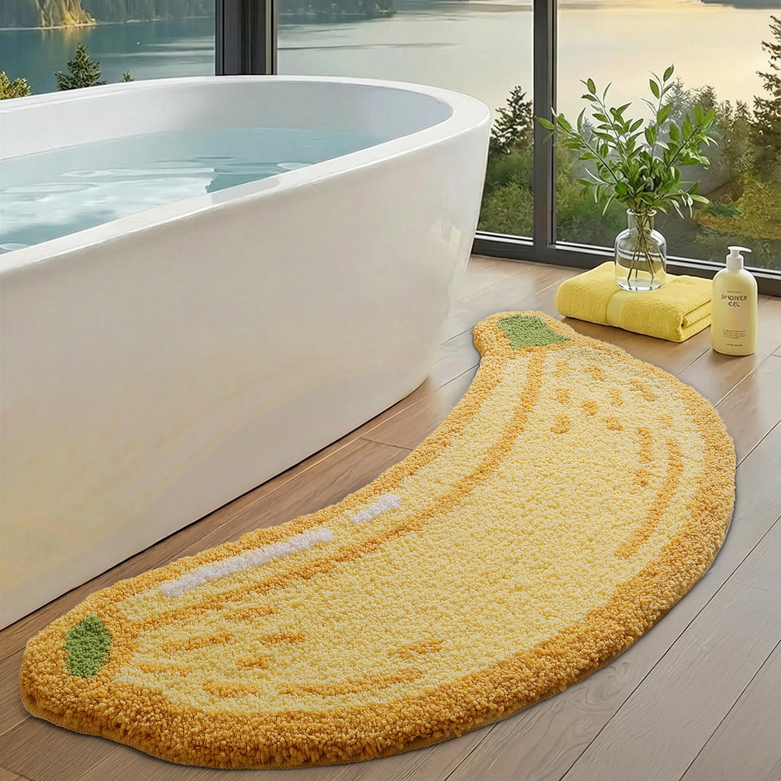 LUMI Cute Bathroom Rugs Banana 18.5 x 39.5