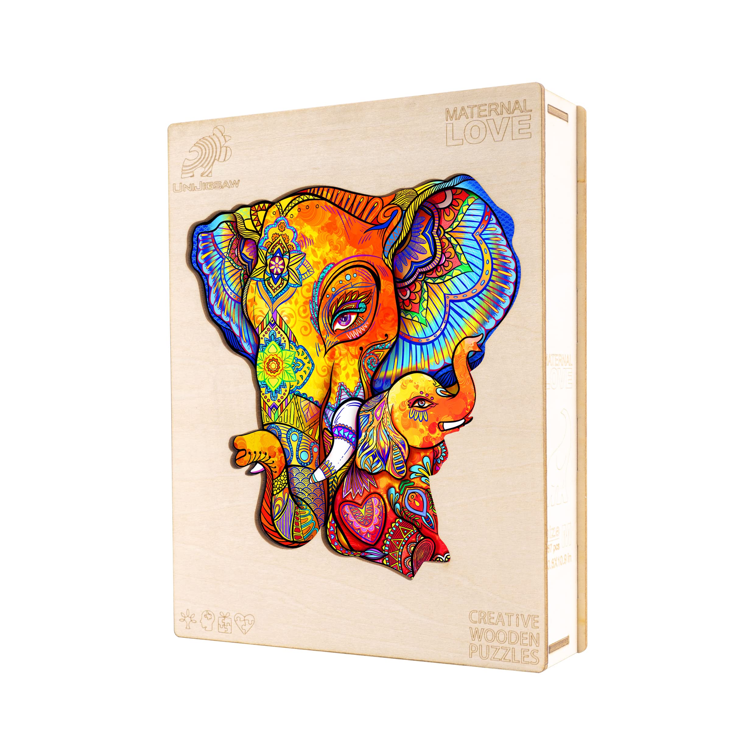Funnli Puzzle en Bois pour Adultes et Enfants, Puzzles Bois Animaux (Amour Maternel), Pièces de Puzzle de Forme Unique, (XL-55 * 53.7cm- 675 Pièces)