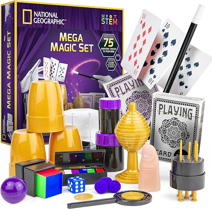 NATIONAL GEOGRAPHIC Mega Magic Set - More than 75 Magic Tricks for Kids to Perform with Step-by-Step Video Instructions for Each Trick Provided by a Professional Magician